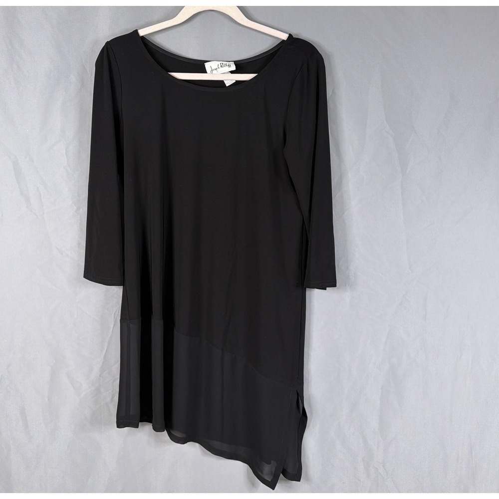 Joseph Ribkoff Tunic Top Womens 8 Black Asymmetrical Hem Layered Stretch Blouse